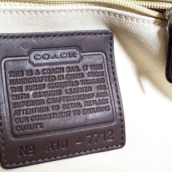 Coach Leather Canvas Striped Brown Yellow & Tan Satchel Bag . New With Tags - Picture 10 of 14